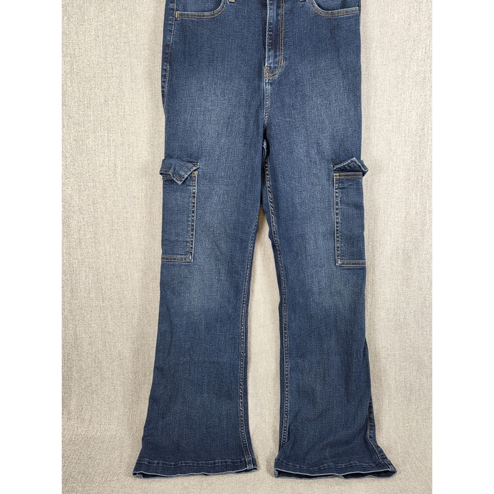 Hollister Jeans Womens 11 Cargo High Rise Wide Bottom Bootcut Stretch Retro Boho